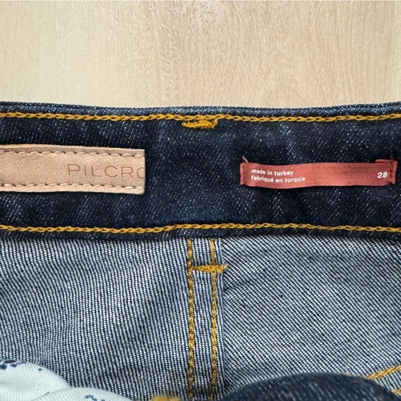 Anthropologie Pilcro Split Straight Leg Jeans Denim Dark Wash Women's 28 X 33 - Picture 8 of 16